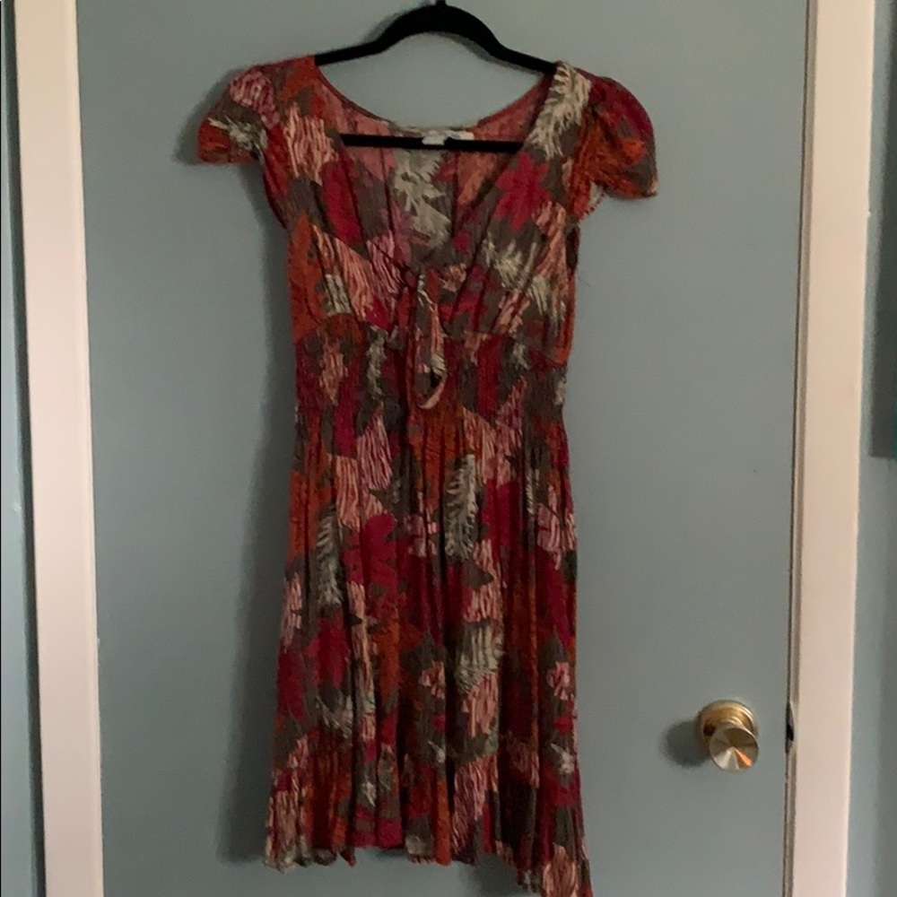 Tropical Print Dress with Pockets